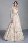 Buy_Anushree Reddy_White Net Round Organza Embroidered Bridal Lehenga Set _at_Aza_Fashions