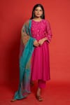 Buy Priti Prashant Pink Cotton Mul And Sheer Jasmine Bodice Embroidered Kurta Pant Set at Aza Fashions Buy_Priti Prashant_Pink Cotton Mul And Sheer Jasmine Bodice Embroidered Kurta Pant Set _at_Aza_Fashions