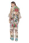 Shop_Limerick By Abirr N' Nanki_Multi Color Crepe And Organza Tree & Monument Print Lapel Collar Jaylaa Jacket _at_Aza_Fashions