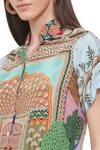 Limerick By Abirr N' Nanki_Multi Color Crepe Tree And Monument Print Mandarin Collar Jaylaa Shirt _at_Aza_Fashions