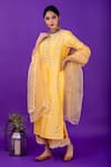 Buy_Priya Chaudhary_Yellow Chanderi Silk Kurta Set For Kids_at_Aza_Fashions