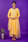 Priya Chaudhary_Yellow Chanderi Silk Kurta Set For Kids_Online_at_Aza_Fashions