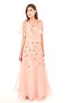 Buy_Jasmine Bains_Pink Silk Organza Embroidered Cape And Skirt Set_at_Aza_Fashions