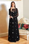 Buy_Jasmine Bains_Black Silk Georgette Embroidery Aari Round Gown _at_Aza_Fashions