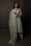 Buy_Jasmine Bains_Green Kurta Silk Organza Pant Crepe Dupatta Organza Inner Cupro And Set _at_Aza_Fashions