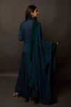 Shop_Jasmine Bains_Blue Kurta Chiffon, Velvet Inner Taffeta Shawl Straight With _at_Aza_Fashions