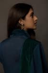 Shop_Jasmine Bains_Blue Kurta Chiffon, Velvet Inner Taffeta Shawl Straight With _Online_at_Aza_Fashions