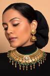 Buy_Joules by Radhika_Gold Plated Polki Bead Drop Choker Set_at_Aza_Fashions