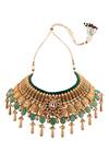 Joules by Radhika_Gold Plated Polki Bead Drop Choker Set_Online_at_Aza_Fashions