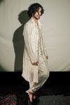 Jubinav Chadha_White Silk Chanderi Embroidery Floral Layered Kurta With Dhoti Pant _Online_at_Aza_Fashions