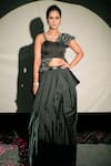Buy_Jubinav Chadha_Black Taffeta Dori Work, Sequin Embellished Draped Skirt _at_Aza_Fashions