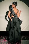 Shop_Jubinav Chadha_Black Taffeta Dori Work, Sequin Embellished Draped Skirt _at_Aza_Fashions