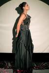 Jubinav Chadha_Black Taffeta Dori Work, Sequin Embellished Draped Skirt _Online_at_Aza_Fashions