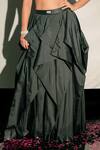 Shop_Jubinav Chadha_Black Taffeta Shimmer Cape And Draped Skirt Set_Online_at_Aza_Fashions