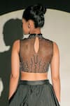 Jubinav Chadha_Black Taffeta Shimmer Cape And Draped Skirt Set_at_Aza_Fashions