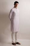 Jubinav Chadha_Purple Cotton Jacquard Gota, Mirror, Sequin Embroidered Work Kurta Set _Online_at_Aza_Fashions