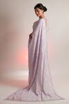 Shop_Jubinav Chadha_Purple Organza, Staple Animal Print, Floral, Geometric Round Saree Set_at_Aza_Fashions