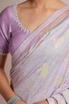 Jubinav Chadha_Purple Organza, Staple Animal Print, Floral, Geometric Round Saree Set_Online_at_Aza_Fashions