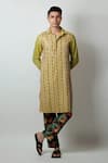 Buy Jubinav Chadha Green Jacquard Gota, Mirror Natkhat Embroidered Kurta at Aza Fashions Buy_Jubinav Chadha_Green Jacquard Gota, Mirror Natkhat Embroidered Kurta _at_Aza_Fashions