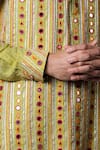 Shop Jubinav Chadha Green Jacquard Gota, Mirror Natkhat Embroidered Kurta Online at Aza Fashions Shop_Jubinav Chadha_Green Jacquard Gota, Mirror Natkhat Embroidered Kurta _Online_at_Aza_Fashions