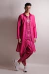 Buy_Jubinav Chadha_Pink Silk Chanderi Embroidered Mirror Work Nihaar Kurta And Dhoti Pant Set _at_Aza_Fashions