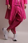 Shop_Jubinav Chadha_Pink Silk Chanderi Embroidered Mirror Work Nihaar Kurta And Dhoti Pant Set _Online_at_Aza_Fashions