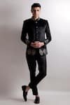 Buy_Jubinav Chadha_Black Counts Exotic Blend Suiting Fabric Saarang Bandhgala And Pant Set_at_Aza_Fashions
