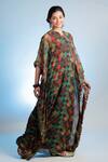 Buy_Jubinav Chadha_Multi Color Georgette Printed Notched Raasika Kaftan _at_Aza_Fashions