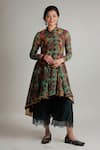 Buy_Jubinav Chadha_Multi Color Georgette, Organza, Staple Dhriti Kalidar Kurti And Pant Set _at_Aza_Fashions