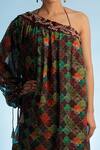 Jubinav Chadha_Multi Color Georgette Printed One Shoulder Raasika Tunic _Online_at_Aza_Fashions