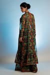 Shop_Jubinav Chadha_Multi Color Georgette, Silk Chanderi Plunge Neckline Raasika Pant Set With Cape _at_Aza_Fashions