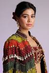 Shop_Jubinav Chadha_Multi Color Raw Silk Pearls, Coins Band Kastoori Tassel Embellished Jacket _Online_at_Aza_Fashions