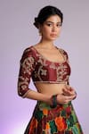 Jubinav Chadha_Multi Color Silk Chanderi Printed Scoop Kastoori Draped Lehenga Saree _Online_at_Aza_Fashions
