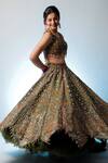Jubinav Chadha_Green Organza, Chanderi Floral Motifs Samyuta Embroidered Lehenga Set _Online_at_Aza_Fashions