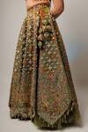 Shop_Jubinav Chadha_Green Organza, Chanderi Floral Motifs Samyuta Embroidered Lehenga Set _Online_at_Aza_Fashions