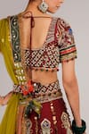 Jubinav Chadha_Red Raw Silk, Net Zari And Zardozi V Neck Pavitra Embroidered Bridal Lehenga Set _at_Aza_Fashions