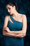 Buy_Mandira Wirk_Blue Jersey One Shoulder Dress_Online_at_Aza_Fashions