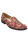 Shop_Veruschka by Payal Kothari_Pink Jacquard Loafers_at_Aza_Fashions