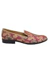 Veruschka by Payal Kothari_Pink Woven Jacquard Loafers _Online_at_Aza_Fashions