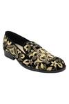 Shop_Veruschka by Payal Kothari_Black Velvet Zari Embroidered Loafers_at_Aza_Fashions