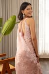Shop_Rouje_Pink Satin Organza Sequin Embroidered Saree With Blouse_at_Aza_Fashions