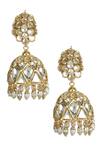 Shop_Just Jewellery_White Diamonds, Stones Pachi Jadtar Jhumkas _at_Aza_Fashions