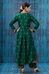 Shop_Label Niti Bothra_Green Silk Embroidered Floral V Neck Kurta And Palazzo Set _at_Aza_Fashions