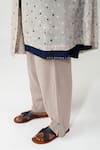 Jayati Goenka_Grey Cotton And Embroidery Floral & Thread Round Jacket Kurta Set _at_Aza_Fashions