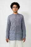 JAYATI GOENKA Grey Cotton Thread Woven Shirt Online at Aza Fashions JAYATI GOENKA_Grey Cotton Thread Woven Shirt _Online_at_Aza_Fashions