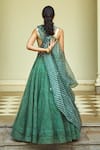 Shop_Jade by Monica and Karishma_Green Lehenga And Blouse Net Embroidered Floral Round Set _at_Aza_Fashions