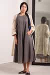 Buy JAYATI GOENKA Grey Handwoven Cotton Dress Round, Jacket Open And Set at Aza Fashions Buy_JAYATI GOENKA_Grey Handwoven Cotton Dress Round, Jacket Open And Set _at_Aza_Fashions