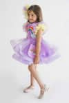 Buy_Miakki_Purple Satin Printed Rainbow Motif Ruffle Dress _Online_at_Aza_Fashions