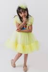 Buy_Miakki_Yellow Satin Printed Mermaid Polka Dot Ruffle Dress  _Online_at_Aza_Fashions