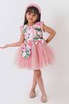 Buy_Miakki_Pink Satin Printed Floral Ruffle Dress  _Online_at_Aza_Fashions